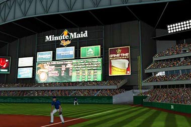 Screen capture of baseball field from sport simulator